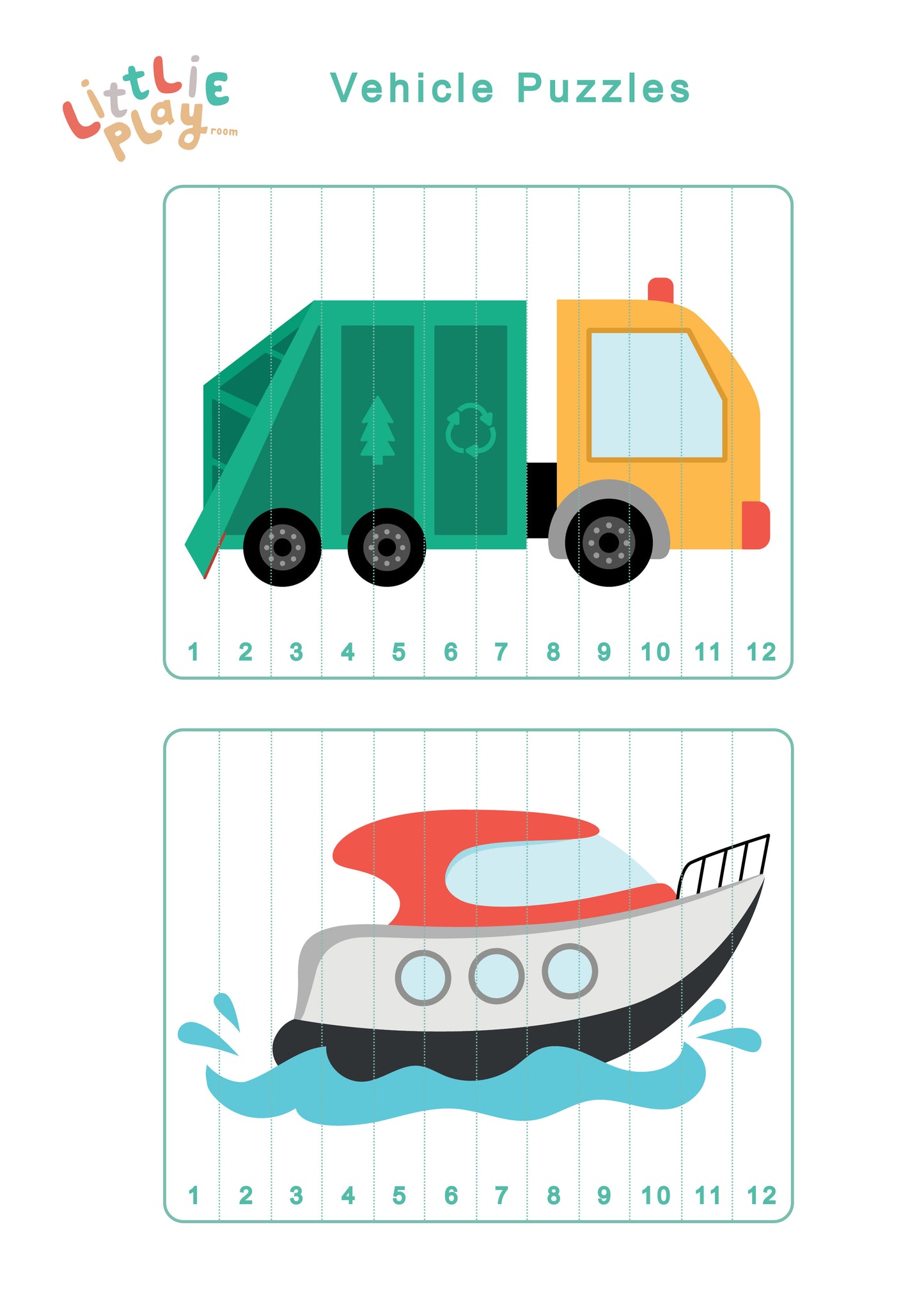 A4 Vehicles and Places We Go Puzzles