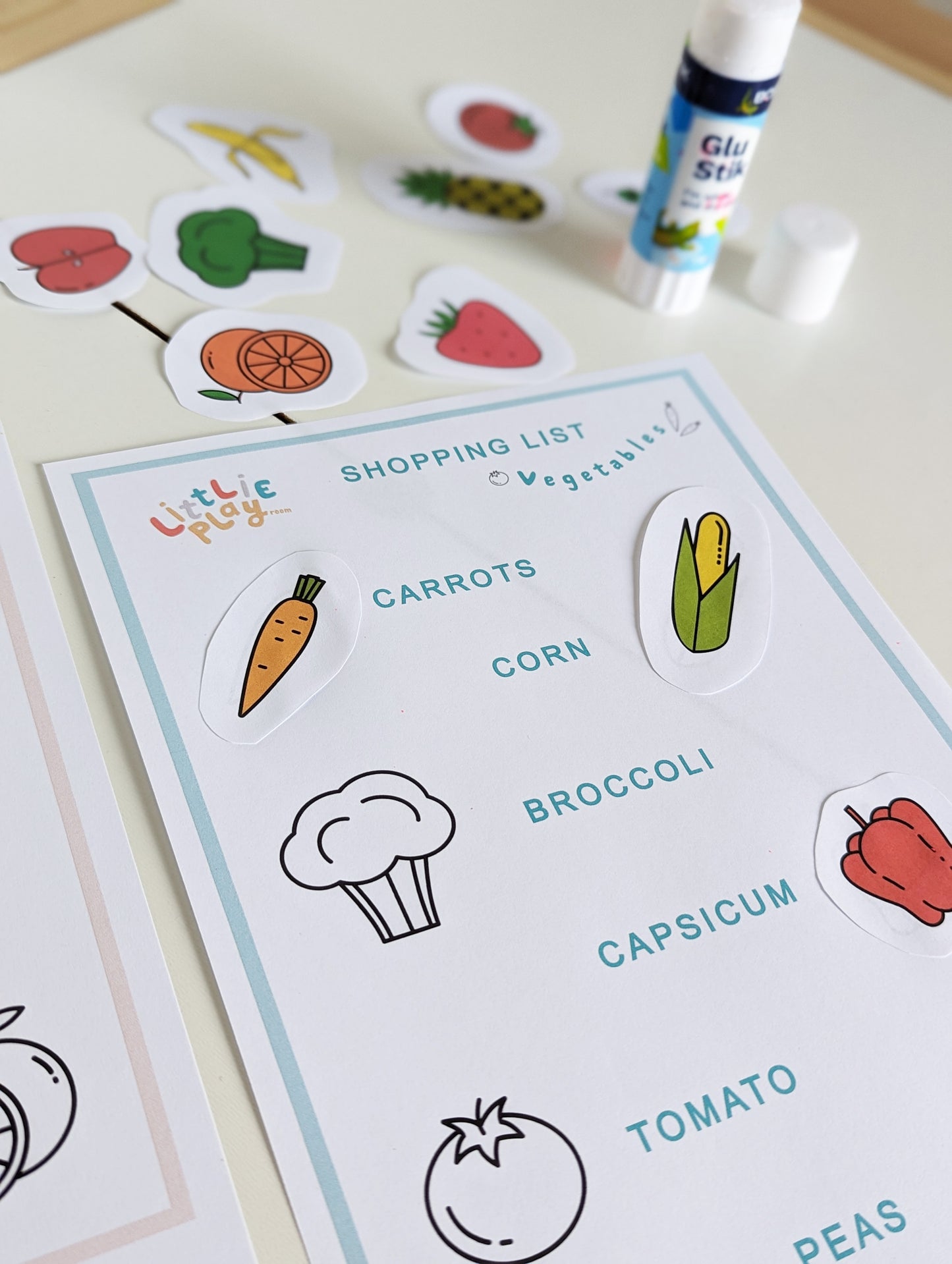 A4 Fruit and Vegetables Shopping List