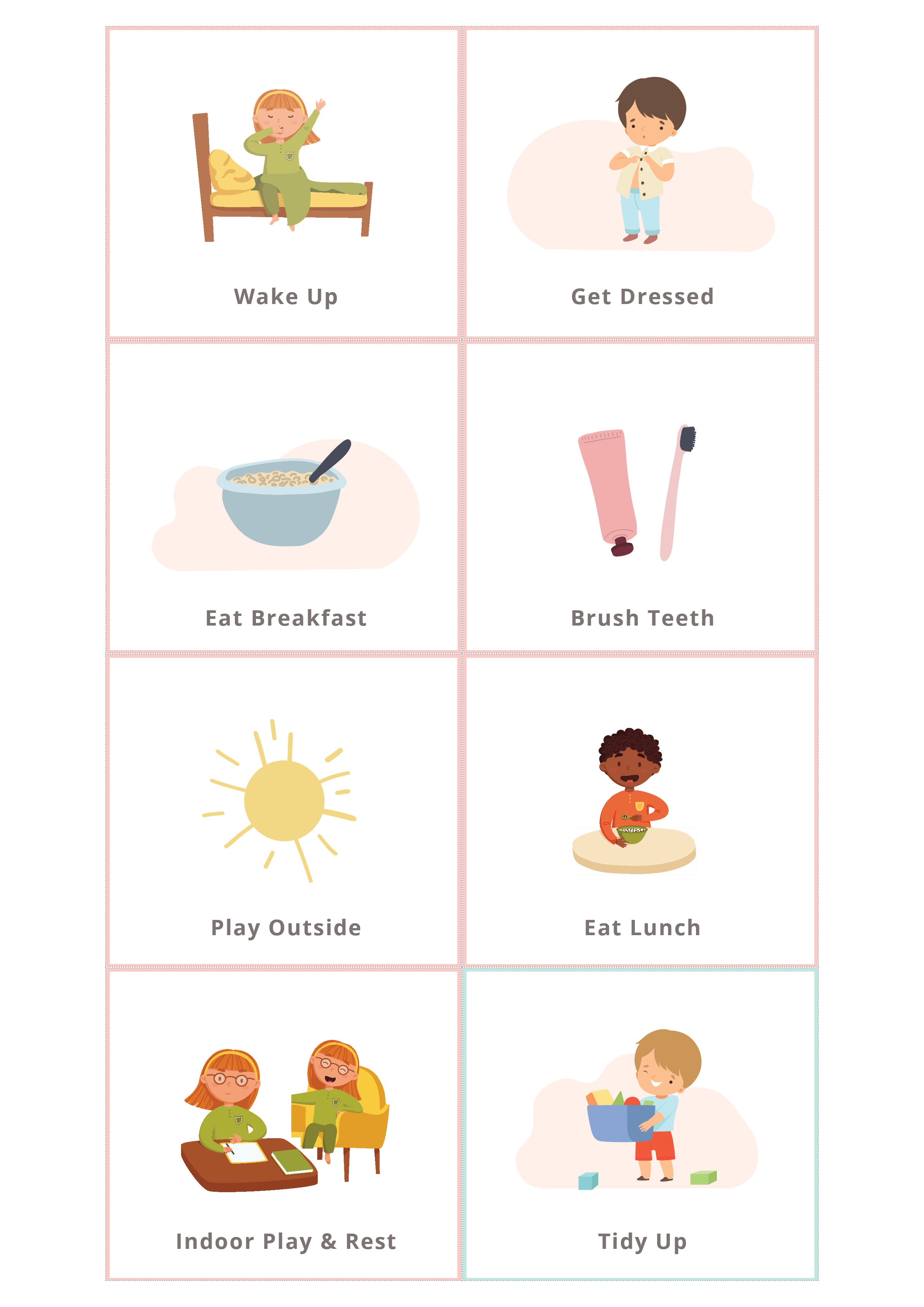 A4 Routine Cards โ Littlie Playroom